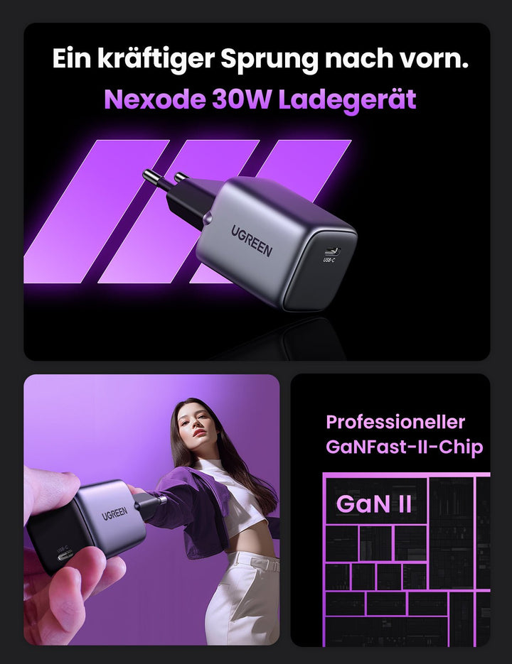 UGREEN Nexode 30W USB C Ladegerät With GaN II Tech - UGREEN