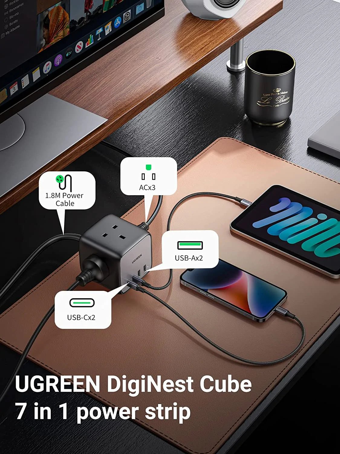 Câble USB-C 1.8m Magnétique Pour Chargeur Macbook Magsafe 1