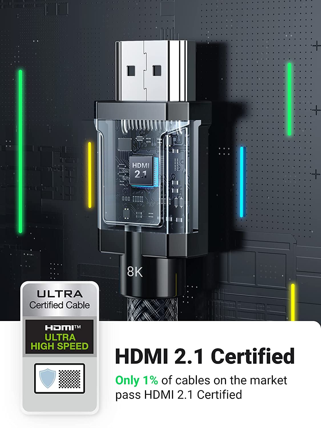 Cable certifié HDMI 2.1 KabelDirekt - 48G, 8K@60 Hz, 1m –