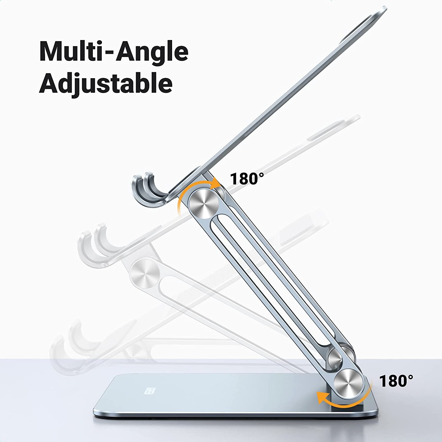 UGREEN Tablet Stand Holder for Desk Height Adjustable Aluminum Foldable  Desktop Tablet Holder Wide Base Dock Multi-Angle Riser Compatible with iPad