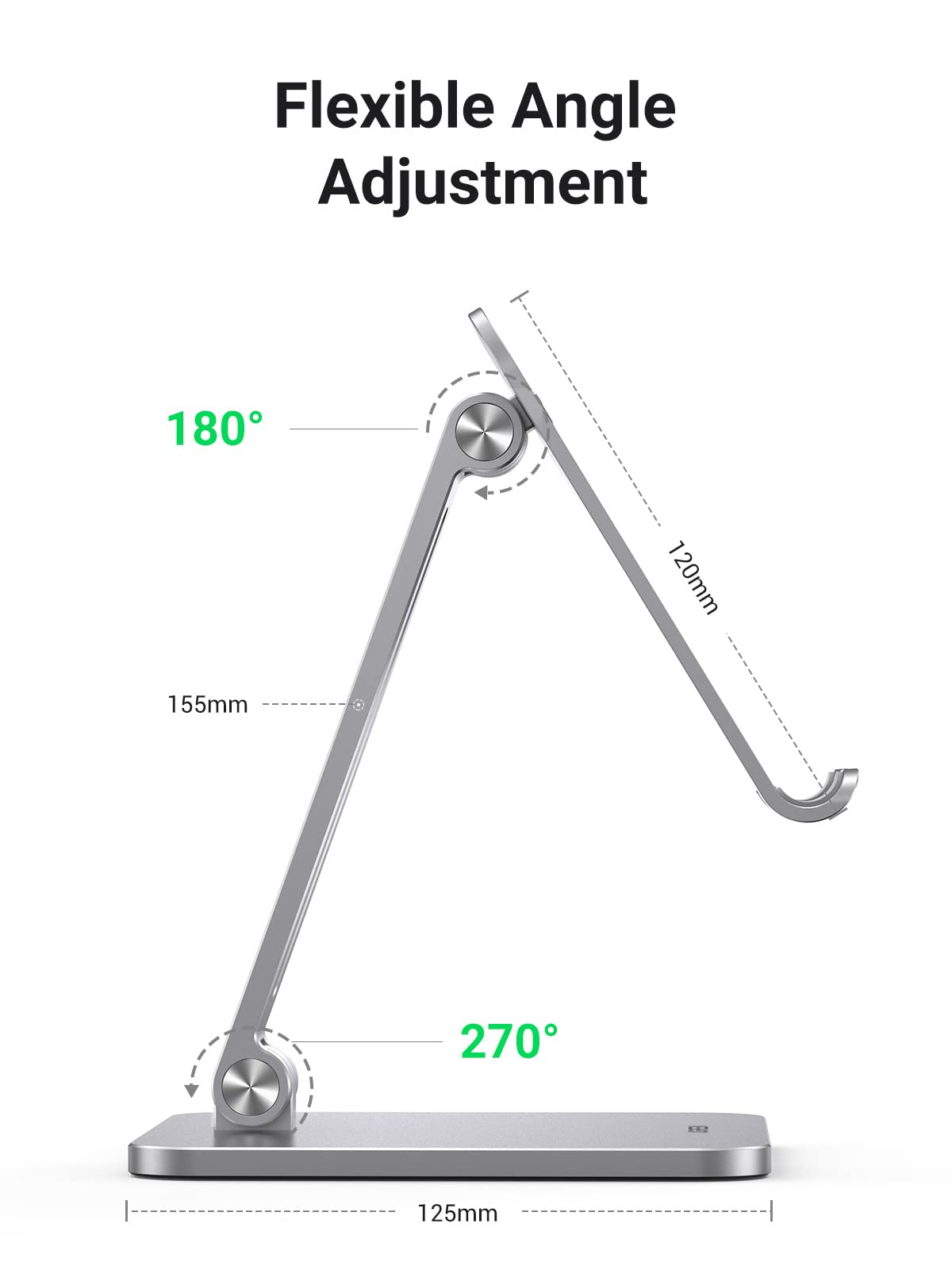 UGREEN Tablet Stand Holder for Desk Height Adjustable Aluminum Foldable  Desktop Tablet Holder Wide Base Dock Multi-Angle Riser Compatible with iPad