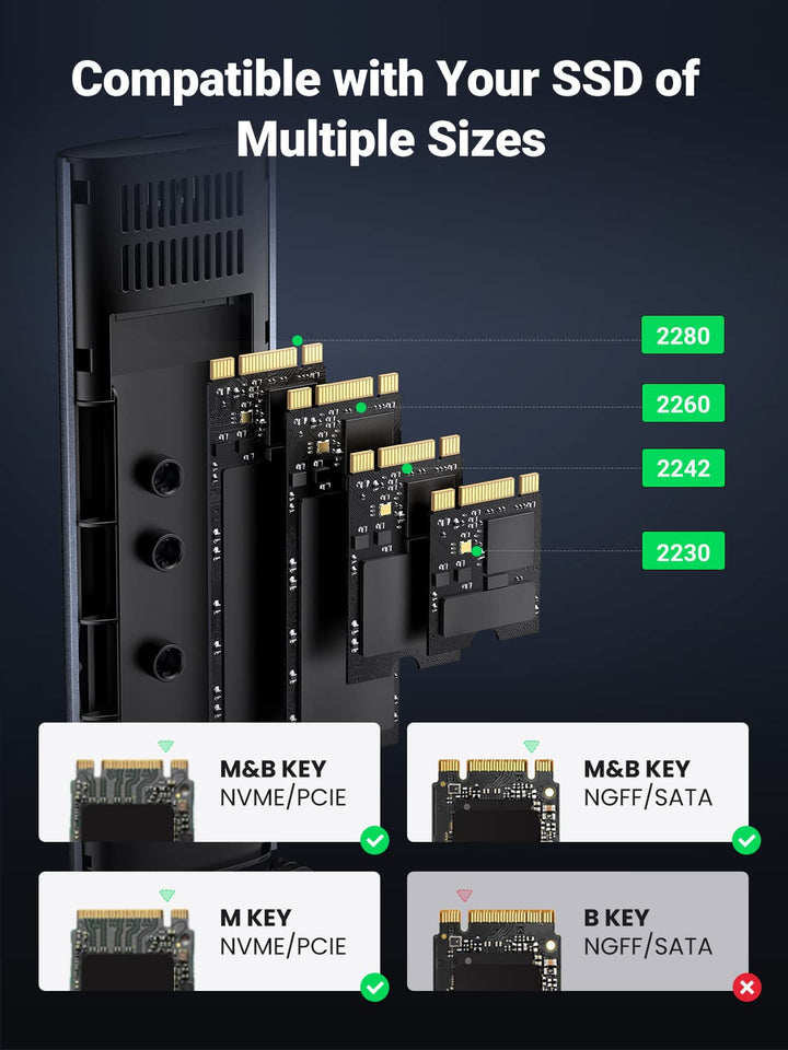 UGREEN M.2 NVMe SSD Enclosure, USB 3.2 GEN 2 10Gbps SSD Caddy - UGREEN