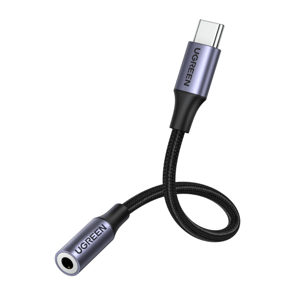 Ugreen Adaptateur Casque Mini Jack 3,5 mm vers USB Type C 10 cm Noir (AV161  50631)