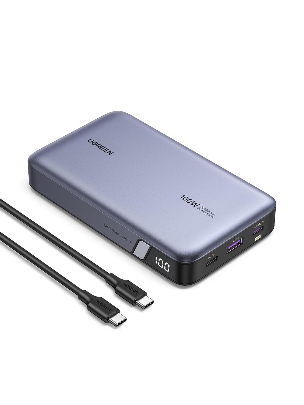 UGREEN Nexode 100W Power Bank 20000mAh External Battery USB C Fast Charging | 3 Ports 2C1A, ThermalGuard Portable Charger PC LED Compatible with iPhone 17 16 15 Galaxy S26 S25 iPad MacBook Air Pro