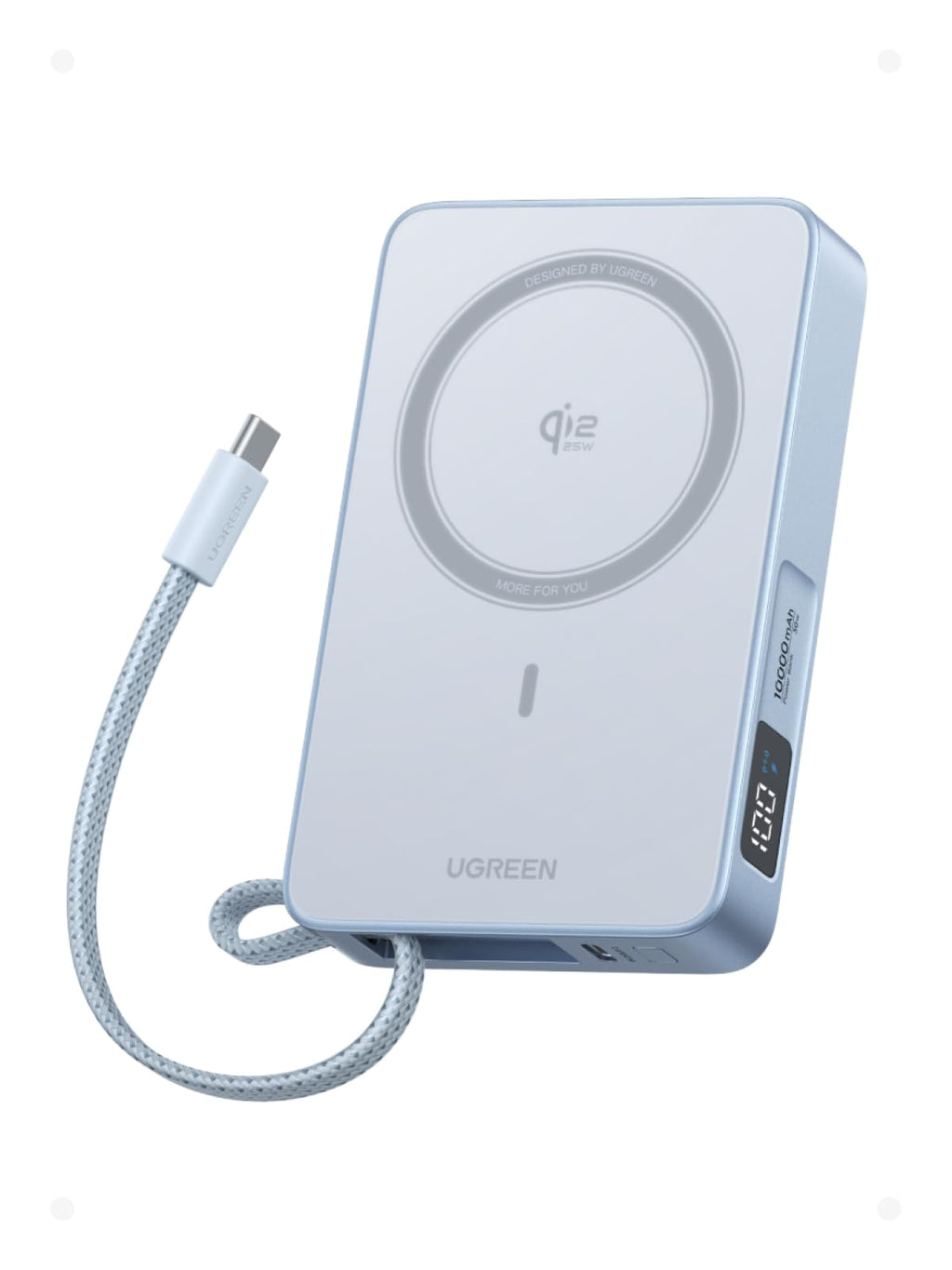 UGREEN Magflow Qi2 25W Power Bank Magsafe 10000mAh USB C PD 30W (Blue) | External Battery Magnetic Wireless Charger Fast Charging with Ecran Digital Compatible with iPhone 17 16 15 14 13 12