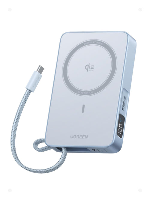 UGREEN Magflow Qi2 25W Power Bank Magsafe 10000mAh USB C PD 30W (Blue) | External Battery Magnetic Wireless Charger Fast Charging with Ecran Digital Compatible with iPhone 17 16 15 14 13 12