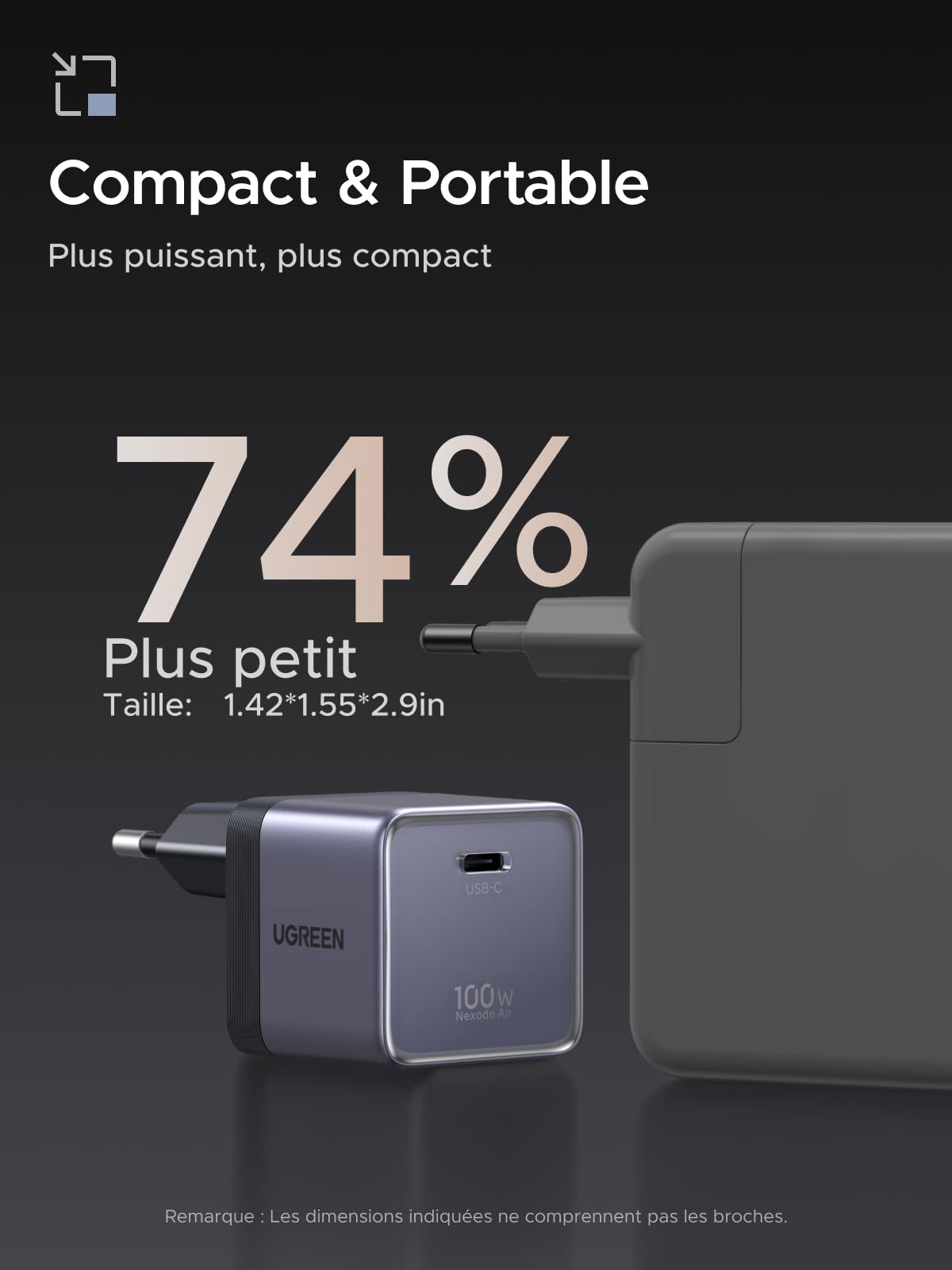 UGREEN Nexode Air 100W USB C Fast Charger GaN Il Tech with Cable