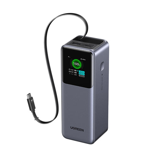 UGREEN Nexode Pro 165W Power Bank 20000mAh External Battery USB C PD 100W | Fast Charging, 3 in 1, Retractable Cable, 2 1C1A Ports, TFT Display, PC Charger, Compatible with iPhone 17 16 15 Galaxy S26