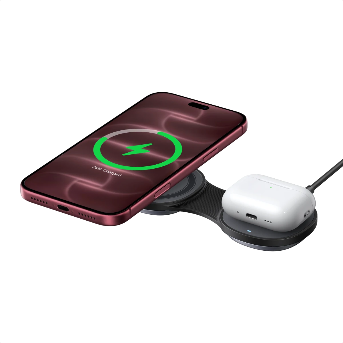 UGREEN Магнитно безжично зарядно устройство MagFlow (сгъваемо 2 в 1, Qi2 25 W, USB-C вход 30 W)