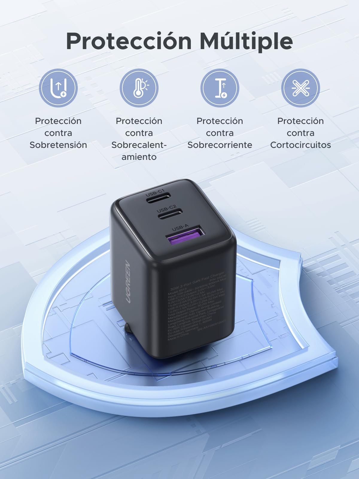 UGREEN Zapix USB C Charger 30W Plug iPhone Quick Charge GAN (Black)