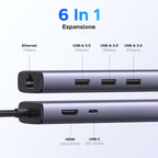 UGREEN Revodok 1061 USB C Hub 6 in 1 Gigabit Ethernet Adapter