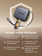 UGREEN Nexode 145W 4 IN 1 Retractable USB C Car Charger 100W Car Charger | 4 Puertos Cargador Mechero Coche Carga Rápida Compatible con iPhone 17 Pro Max Air 16 MacBook M5 M4 M3 M2 M1 iPad Galaxy S26