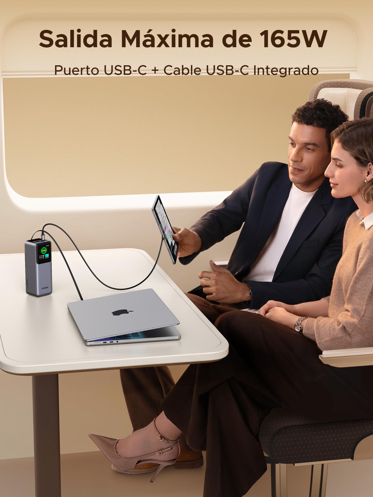UGREEN Nexode Pro 165W Power Bank 20000mAh External Battery USB C PD 100W | Fast Charging, 3 in 1, Retractable Cable, 2 1C1A Ports, TFT Display, PC Charger, Compatible with iPhone 17 16 15 Galaxy S26
