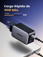 UGREEN Nexode 65W USB C Charger Fast Charging Multiple Ports (Grey) | 3 Ports PD 3.0 PPS 25W Compatible with MacBook Air iPhone 17 Pro Max Air 16 15 14 13 Galaxy S26 25 24 Pixel 10 Pro iPad