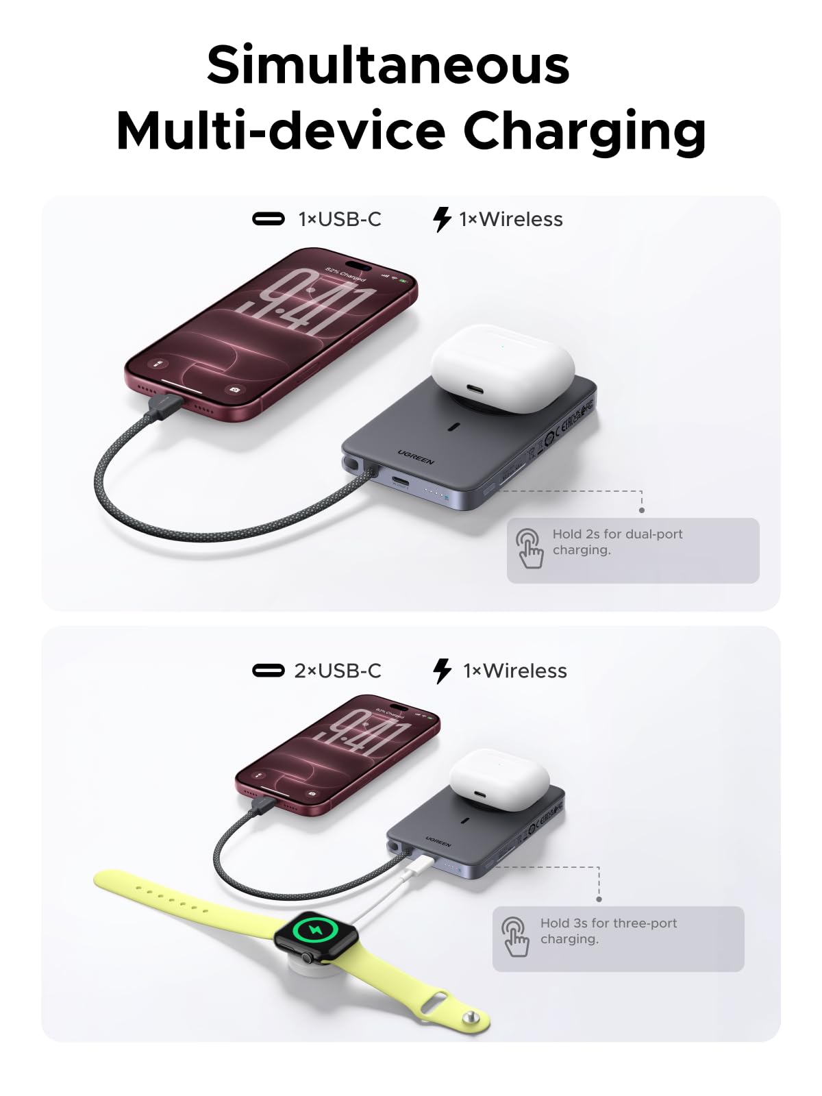 UGREEN Magflow Qi2.2 25W Slim Power Bank 10000mAh