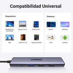 UGREEN Revodok 105 USB C Hub 5 in 1 USB C Adapter Vers HDMI | 4K 30Hz, PD 100W Fast Charging, 5Gbps, Compatible with MacBook iPad Pro Air Surface iPhone 17 Pro Max 16 15 Galaxy S25 Series