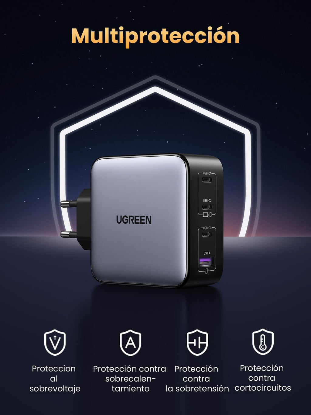 UGREEN Nexode 100W USB C Charger Fast Charging with 4 Ports | PD 3.0 PPS 45W Compatible with iPhone 17 Pro Max Air 16 15 14 13 Galaxy S26 25 24 Pixel 10 Pro iPad MacBook M5 M4 Steam Deck