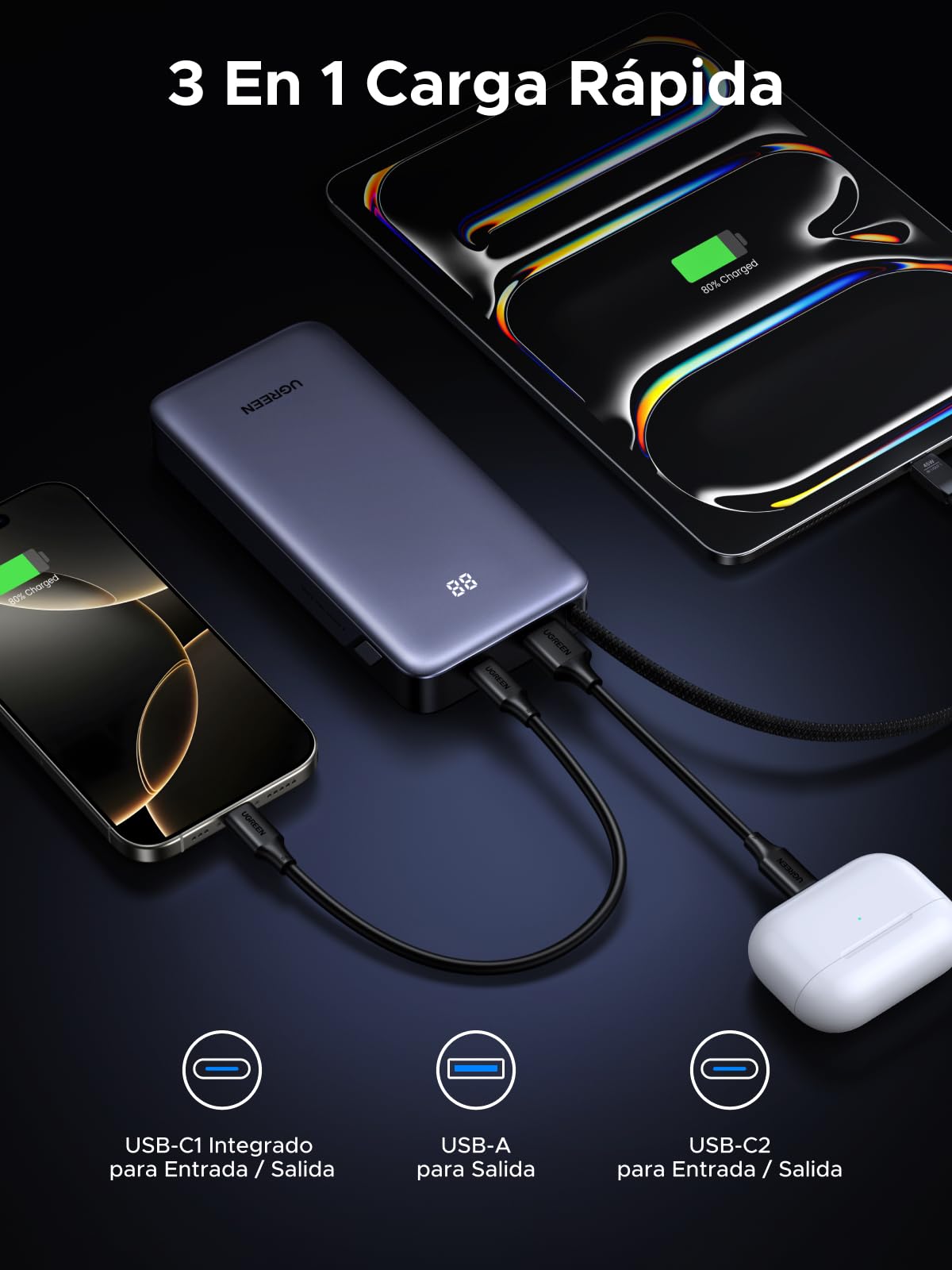 UGREEN Nexode 45W Power Bank 20000mAh External Battery Portable Quick