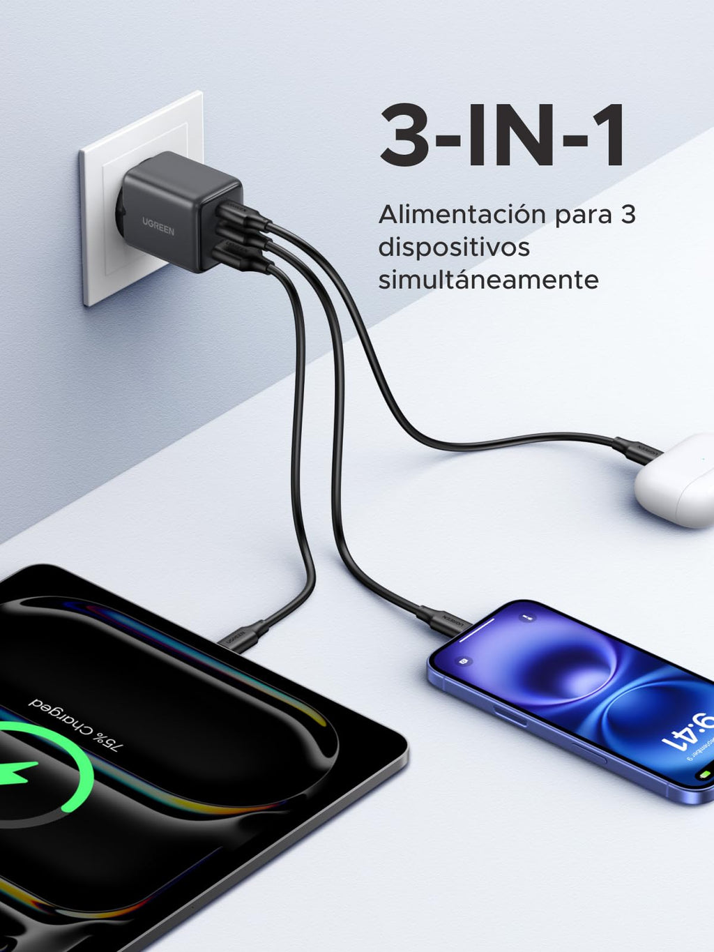 UGREEN Zapix USB C Charger 30W Plug iPhone Quick Charge GAN (Black)