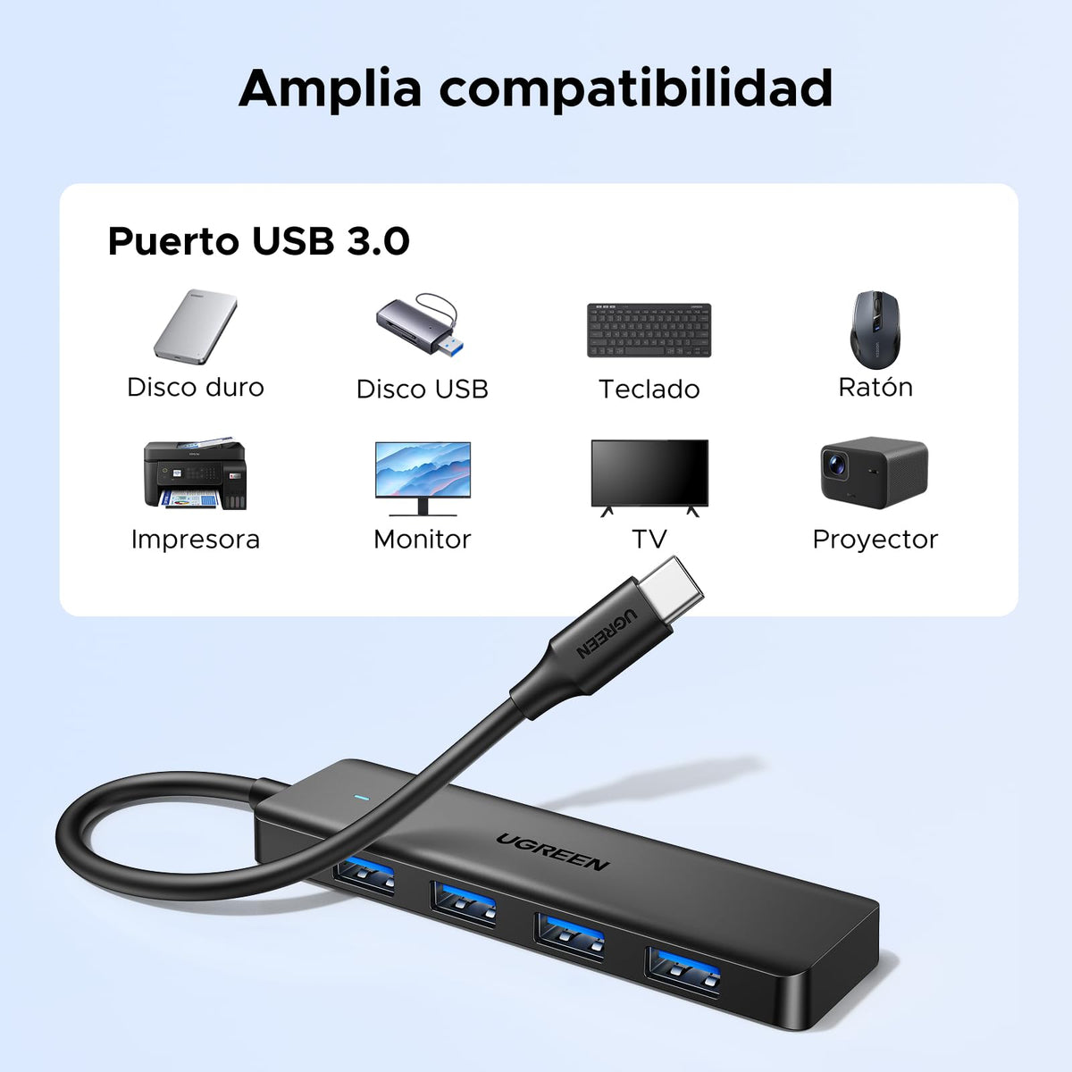 UGREEN USB C Hub with 4 Ports USB 3.0 Multi-Port Thief Adapter (60cm)