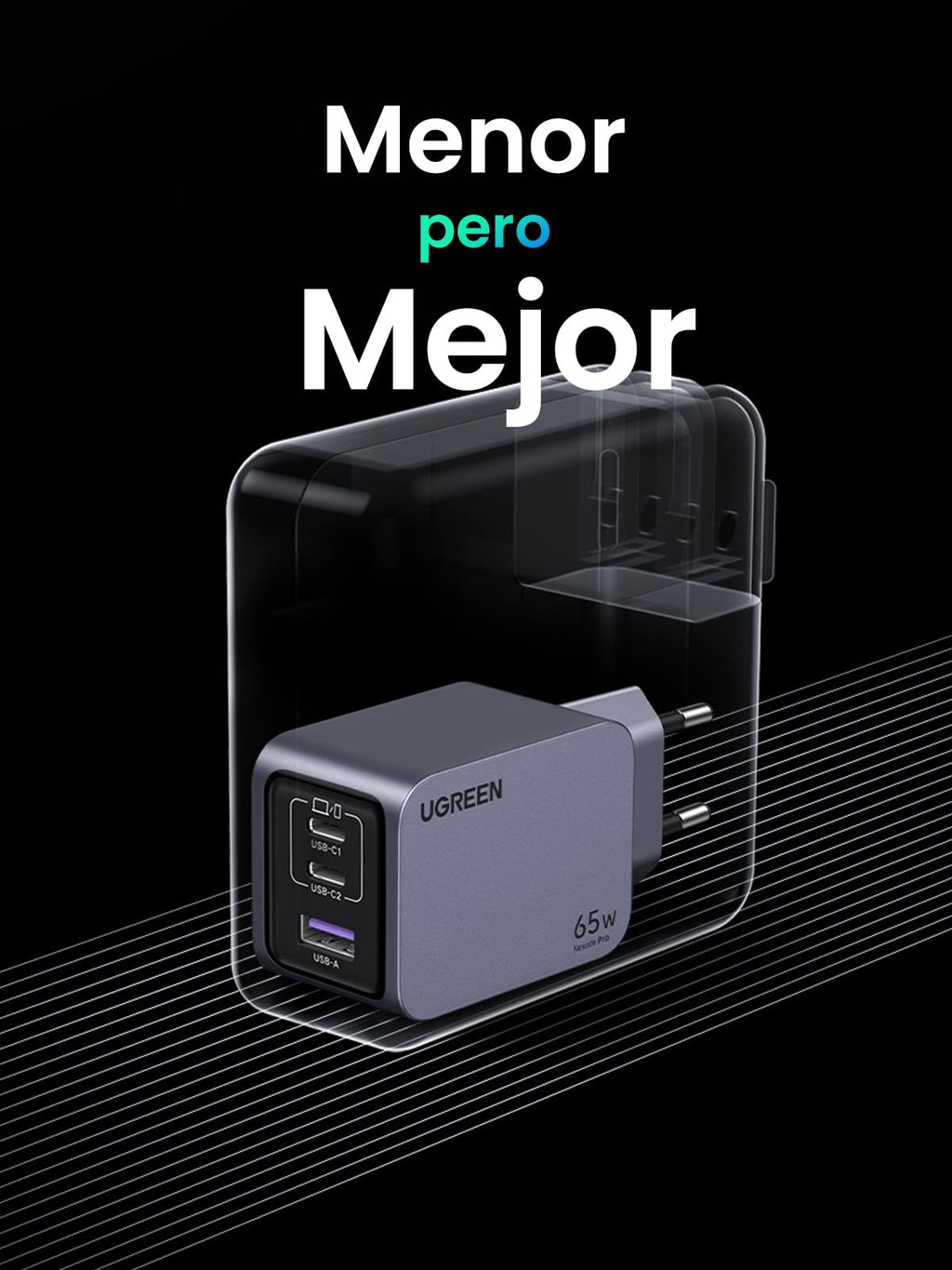 UGREEN Nexode Pro 65W USB C Charger GAN Quick Charge | 3 Ports PD 3.0 PPS 25W Compatible with iPhone 17 Pro Max Air 16 15 14 13 Galaxy S26 25 24 Pixel 10 Pro iPad MacBook Air