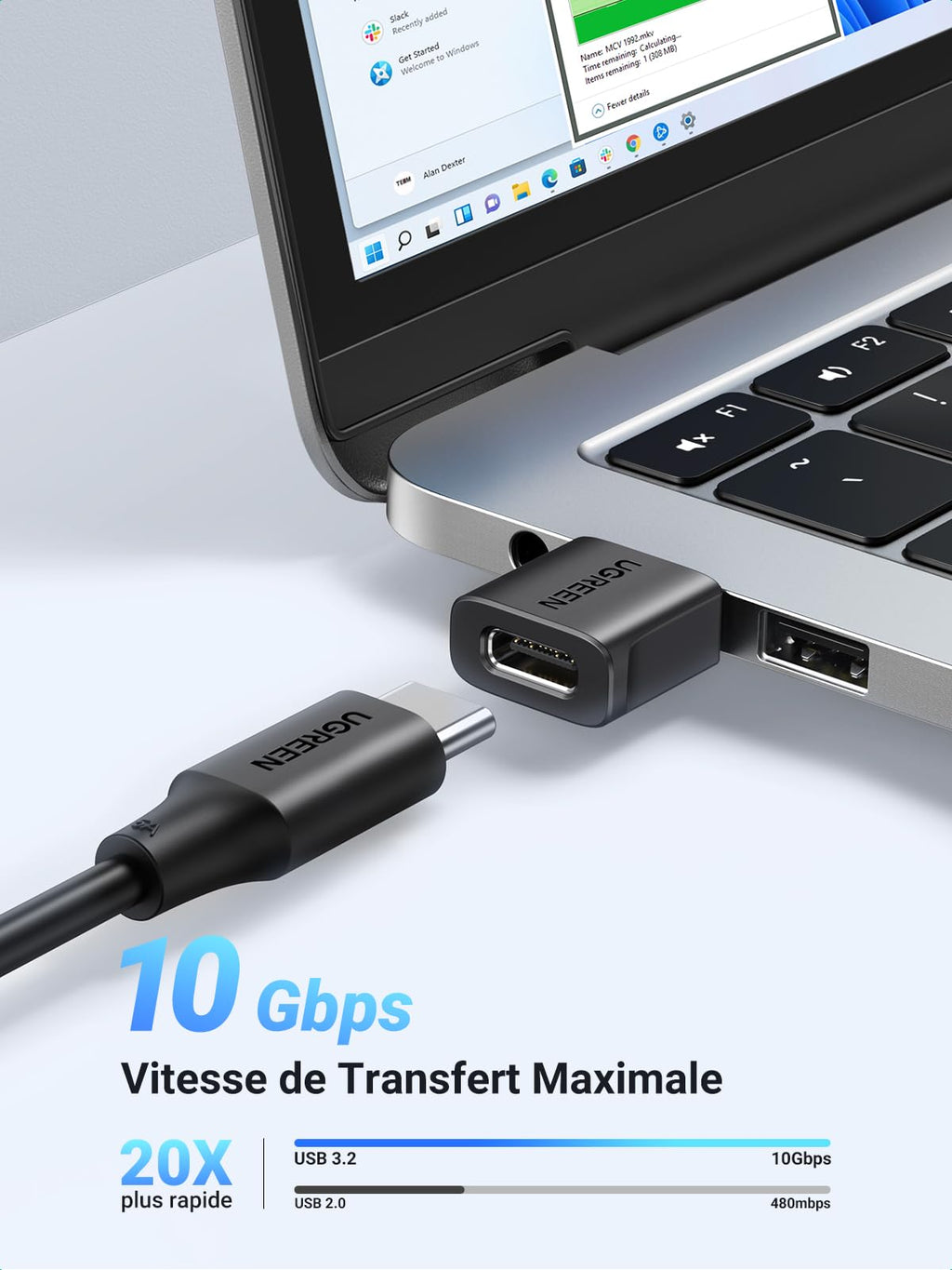 UGREEN USB to USB C 3.2 10Gbps Type C to Type A Adapter (Pack of 3)