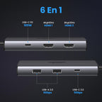 UGREEN Revodok 206 USB C Hub 6 in 1 Docking Station Dual Display