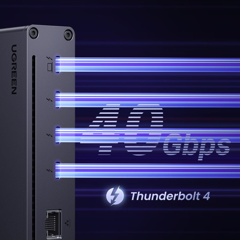 UGREEN Revodok MAX 208 Docking Station USB C Thunderbolt 4 Dual Display | 8-in-1, 3 TBT4, 40Gbps, Single 8K30Hz, Dual 4K60Hz, Multiple USB 3.2 10Gbps, Gigabit Ethernet, Charge 85W, DC Input 140W