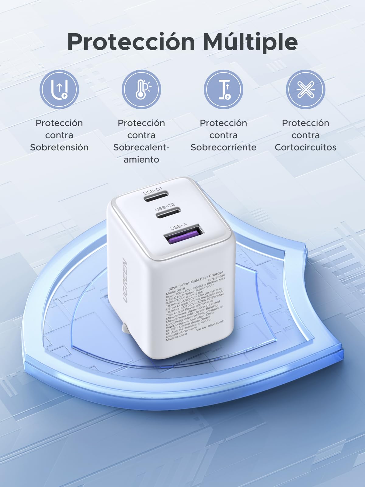 UGREEN Zapix USB C Charger 30W Plug iPhone Quick Charge GAN (White)