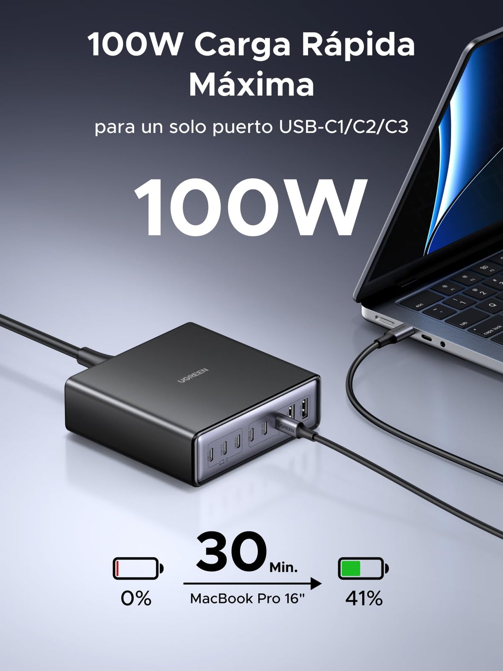 UGREEN Zapix 200W USB C Charger GAN Desktop Charging Station | 8 Port 100W PD 3.1 PPS 45W Fast Charging GAN Compatible with MacBook Pro Air iPhone 17 Pro Max Air 16 Galaxy S26