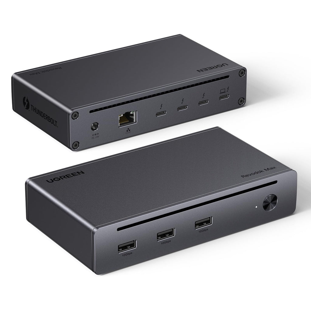 UGREEN Revodok MAX 208 Docking Station USB C Thunderbolt 4 Dual Display | 8-in-1, 3 TBT4, 40Gbps, Single 8K30Hz, Dual 4K60Hz, Multiple USB 3.2 10Gbps, Gigabit Ethernet, Charge 85W, DC Input 140W