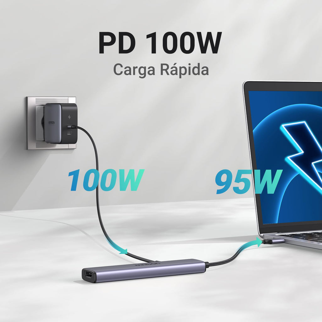 UGREEN Revodok 105 USB C Hub 5 in 1 USB C Adapter Vers HDMI | 4K 30Hz, PD 100W Fast Charging, 5Gbps, Compatible with MacBook iPad Pro Air Surface iPhone 17 Pro Max 16 15 Galaxy S25 Series