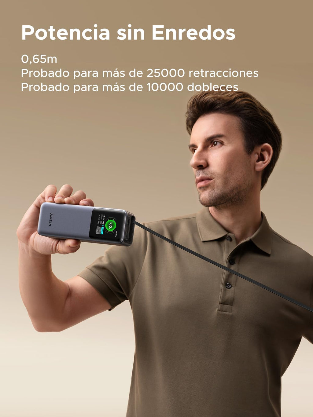 UGREEN Nexode Pro 165W Power Bank 20000mAh External Battery USB C PD 100W | Fast Charging, 3 in 1, Retractable Cable, 2 1C1A Ports, TFT Display, PC Charger, Compatible with iPhone 17 16 15 Galaxy S26