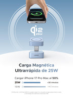 UGREEN MagFlow Qi2 25W Wireless MagSafe Charger 2 in 1 Foldable | Compatible with iPhone 17 16 15 14 13 12 Air Plus Pro Max AirPods 4 3 Pro 3 2 1, Magnetic Charging Station, Adjustable Angle