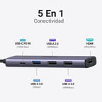 UGREEN Revodok 105 USB C Hub 5 in 1 USB C Adapter Vers HDMI | 4K 30Hz, PD 100W Fast Charging, 5Gbps, Compatible with MacBook iPad Pro Air Surface iPhone 17 Pro Max 16 15 Galaxy S25 Series