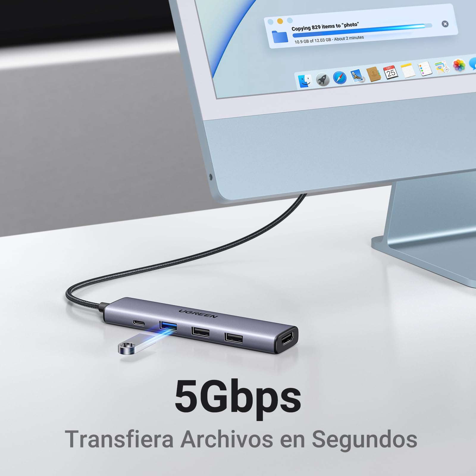 UGREEN Revodok 105 USB C Hub 5 in 1 USB C Adapter Vers HDMI | 4K 30Hz, PD 100W Fast Charging, 5Gbps, Compatible with MacBook iPad Pro Air Surface iPhone 17 Pro Max 16 15 Galaxy S25 Series