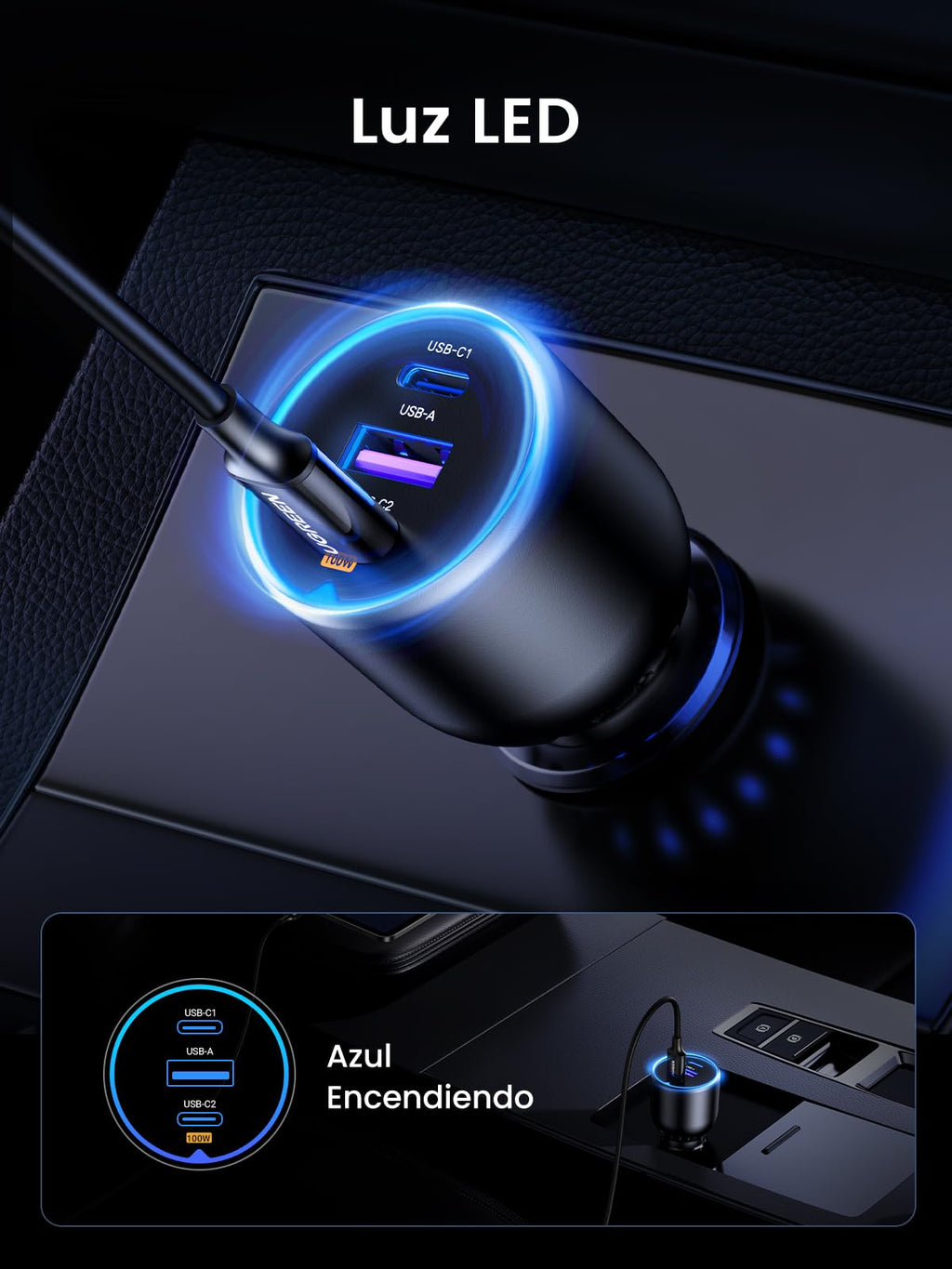 UGREEN 130W USB C Car Charger 45W PPS PD QC 3.0 Car Charger with Cable | Fast Charging Car Cigarette Lighter Charger Compatible with Phone 17 16 15 14 13 12 MacBook M5 M4 M3 M2 M1 iPad Galaxy S26