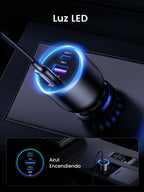 UGREEN 130W USB C Car Charger 45W PPS PD QC 3.0 Car Charger with Cable | Fast Charging Car Cigarette Lighter Charger Compatible with Phone 17 16 15 14 13 12 MacBook M5 M4 M3 M2 M1 iPad Galaxy S26