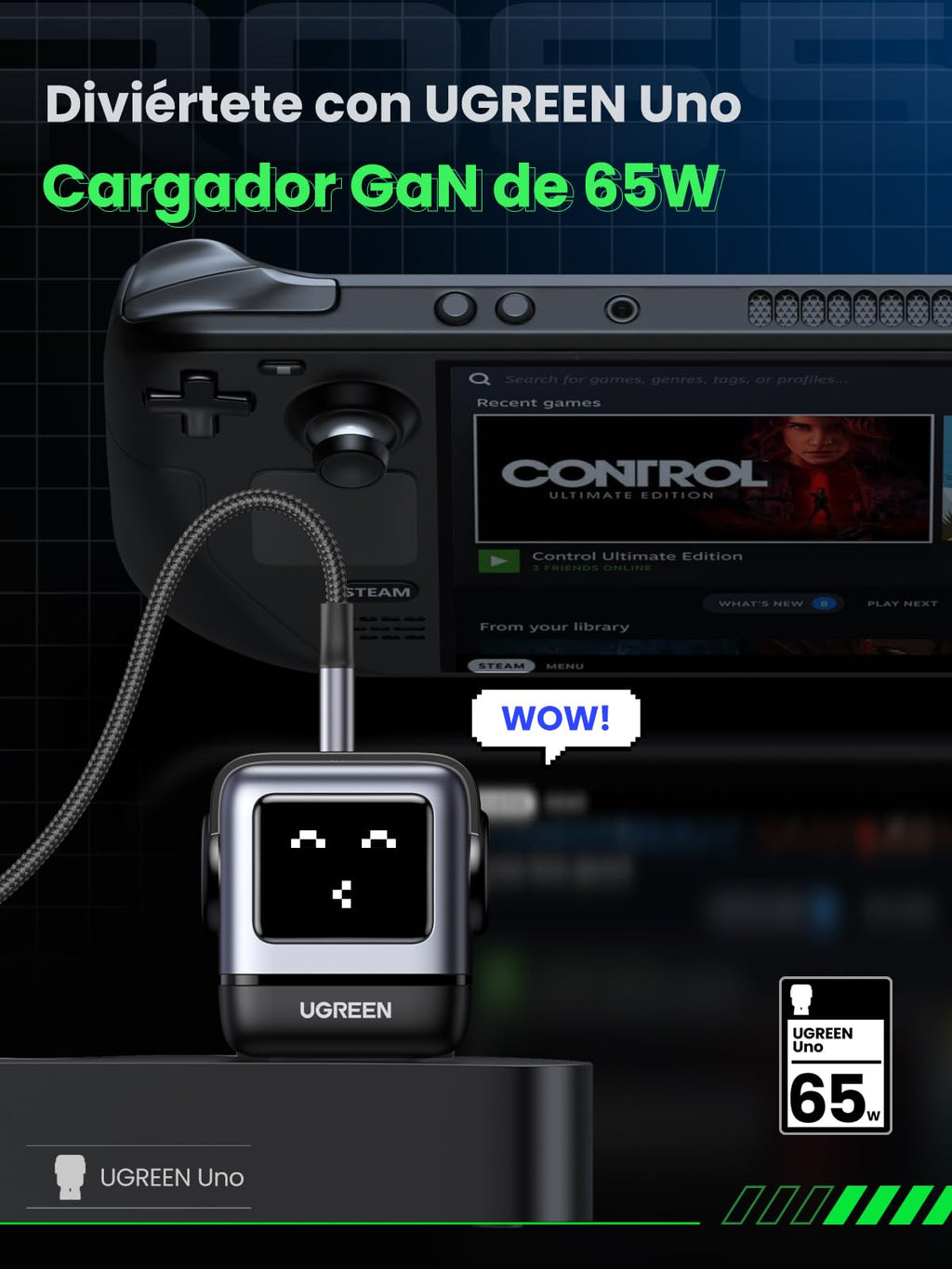 UGREEN Uno USB C Charger 65W, 3-Port GAN Type C Power Adapter Fast Charging Compatible with MacBook Pro, iPhone 17 Pro MAX Air/16-8 Series, Galaxy S25/S24, Pixel 8, Steam Deck, ROG Ally