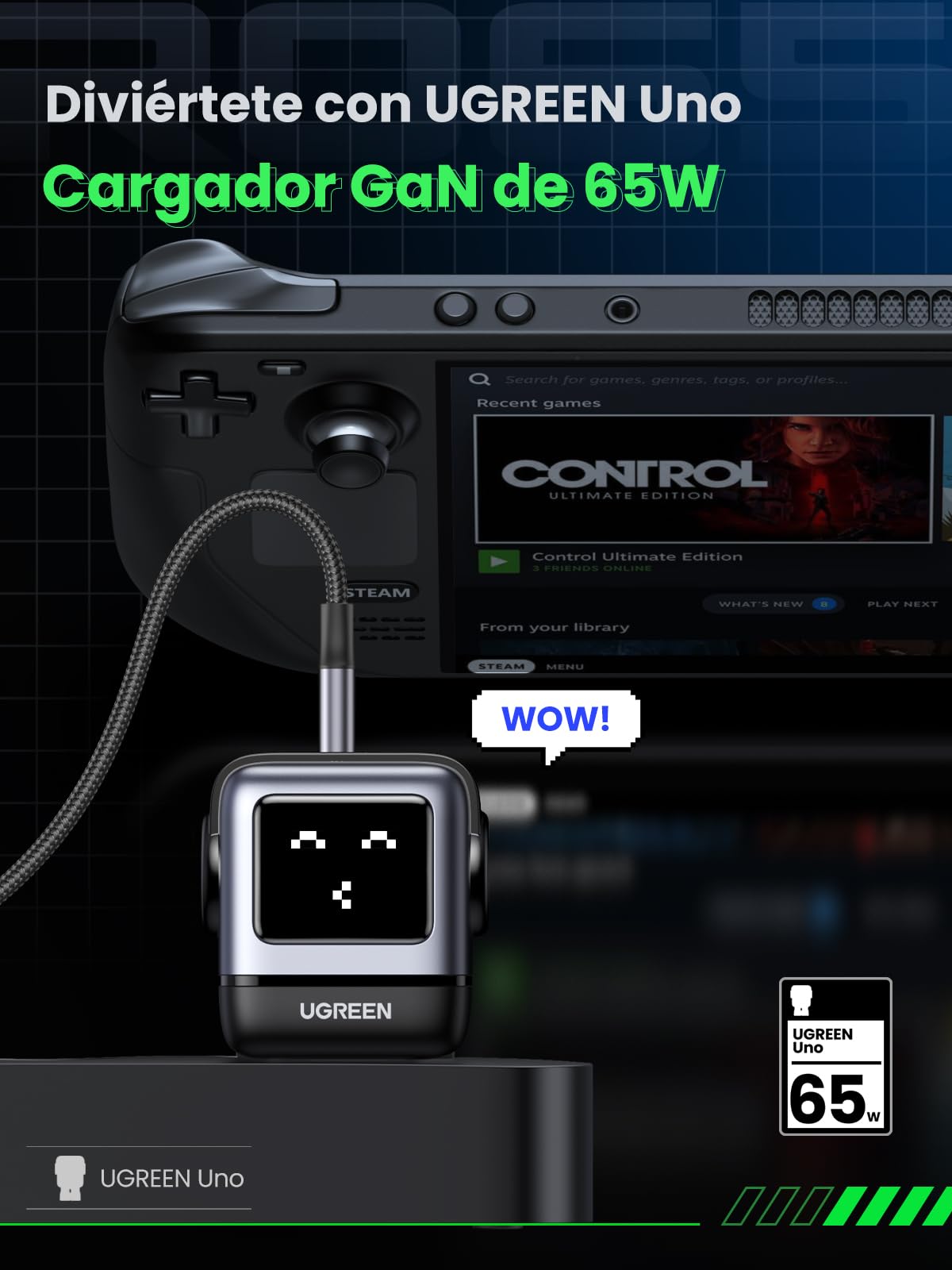 UGREEN Uno USB C Charger 65W, 3-Port GAN Type C Power Adapter Fast Charging Compatible with MacBook Pro, iPhone 17 Pro MAX Air/16-8 Series, Galaxy S25/S24, Pixel 8, Steam Deck, ROG Ally
