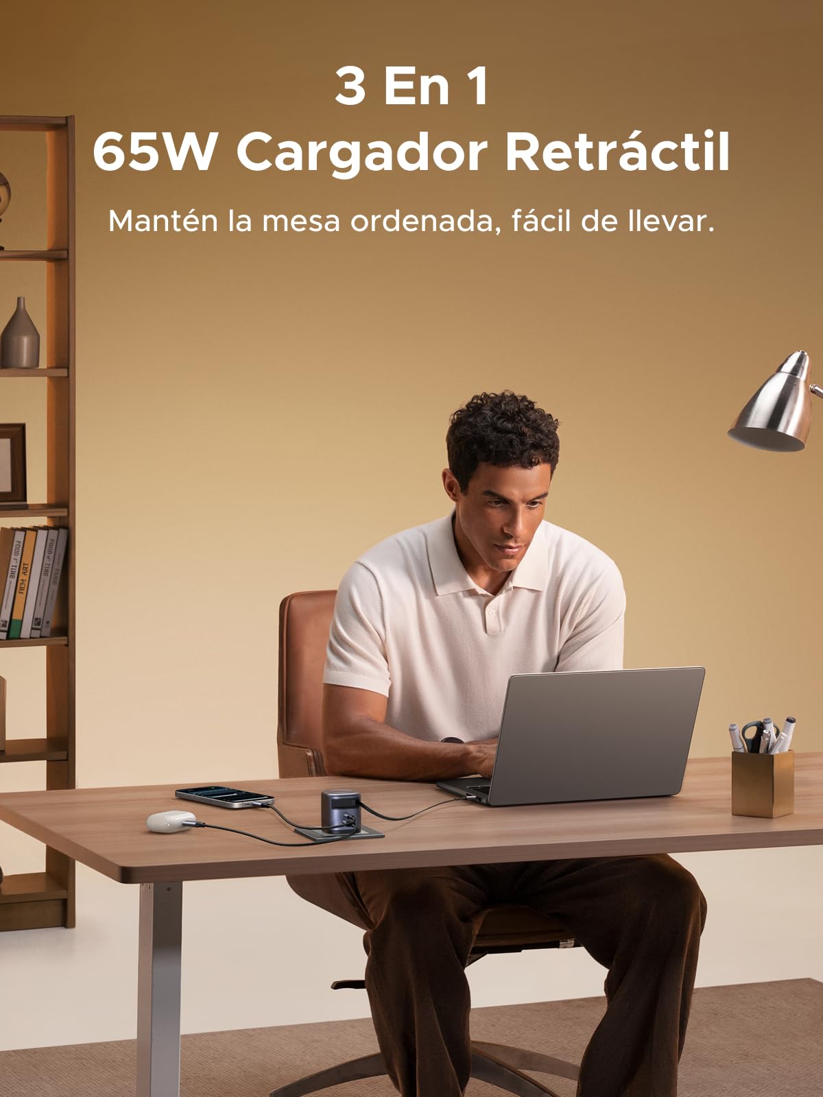 UGREEN Nexode 65W USB C Charger with Retractable Cable Quick Charge | 3 Ports PD 3.0 PPS 25W Compatible with MacBook Neo Air Galaxy S26 iPhone 17 Pro Max Air 16 15 14 iPad