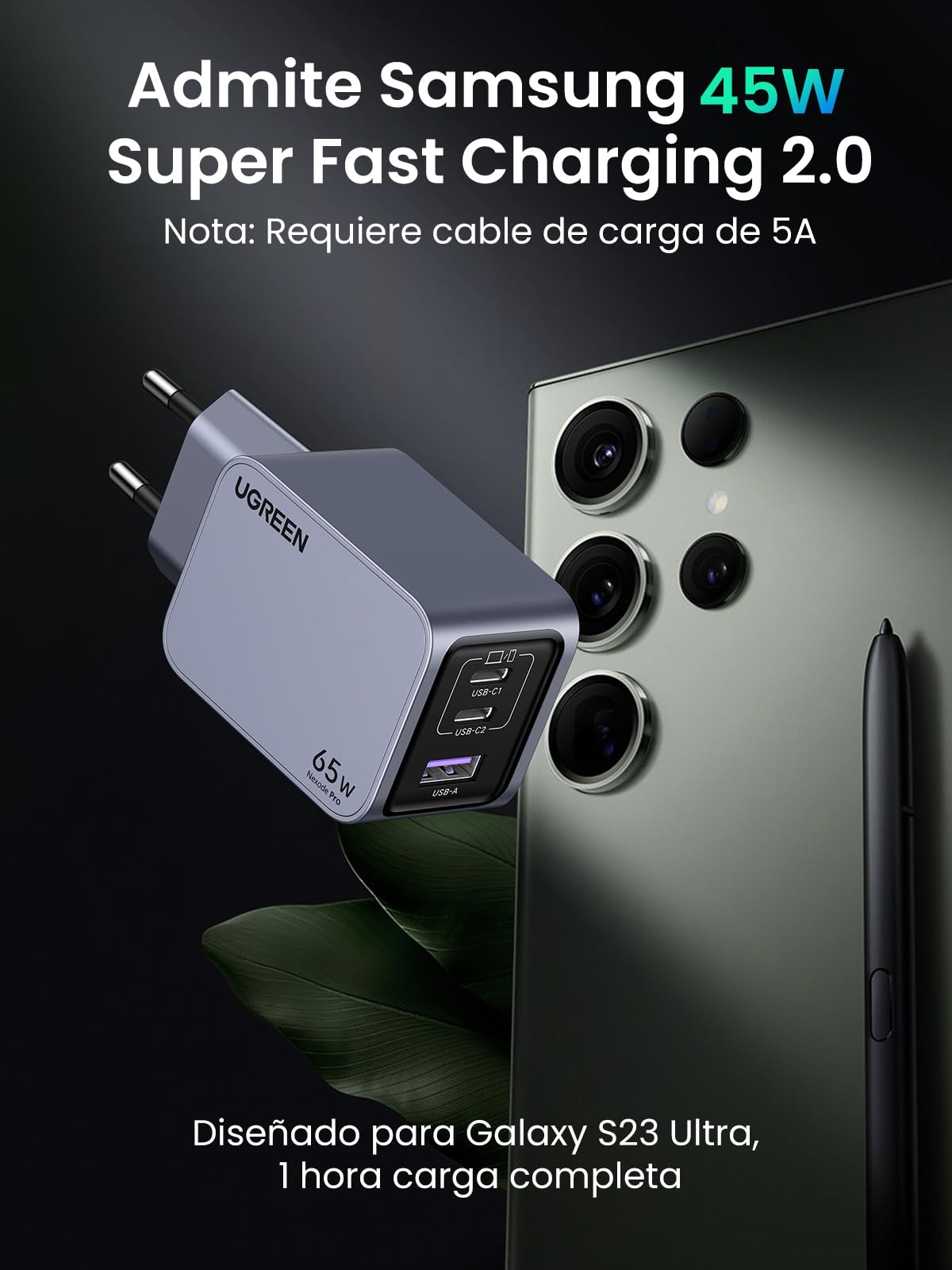 UGREEN Nexode Pro 65W USB C Charger GAN Quick Charge | 3 Ports PD 3.0 PPS 25W Compatible with iPhone 17 Pro Max Air 16 15 14 13 Galaxy S26 25 24 Pixel 10 Pro iPad MacBook Air