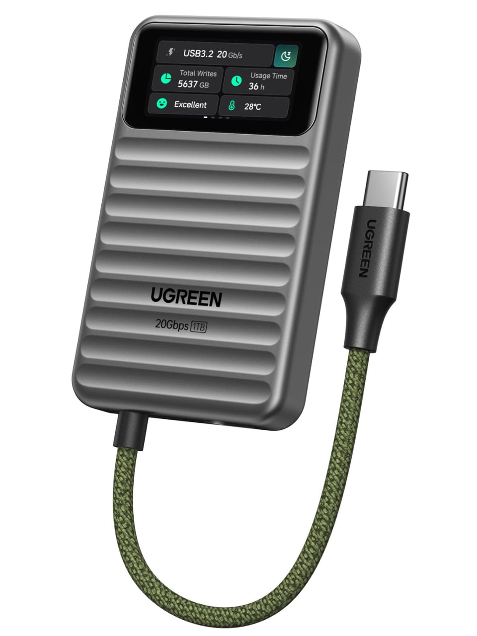 UGREEN USB 3.2 Externe tragbare Festplatte (1TB, bis zu 2000MB/s, 20Gbps)