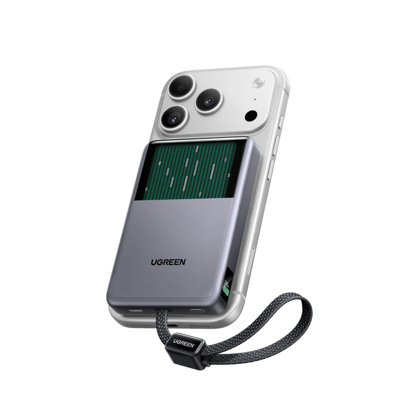 Magnetická powerbanka UGREEN MagFlow Pro (10 000 mAh, Qi2 25 W, vestavěný kabel USB-C s výkonem 45 W)