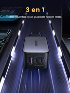 UGREEN Nexode 65W USB C Charger Fast Charging Multiple Ports (Grey) | 3 Ports PD 3.0 PPS 25W Compatible with MacBook Air iPhone 17 Pro Max Air 16 15 14 13 Galaxy S26 25 24 Pixel 10 Pro iPad