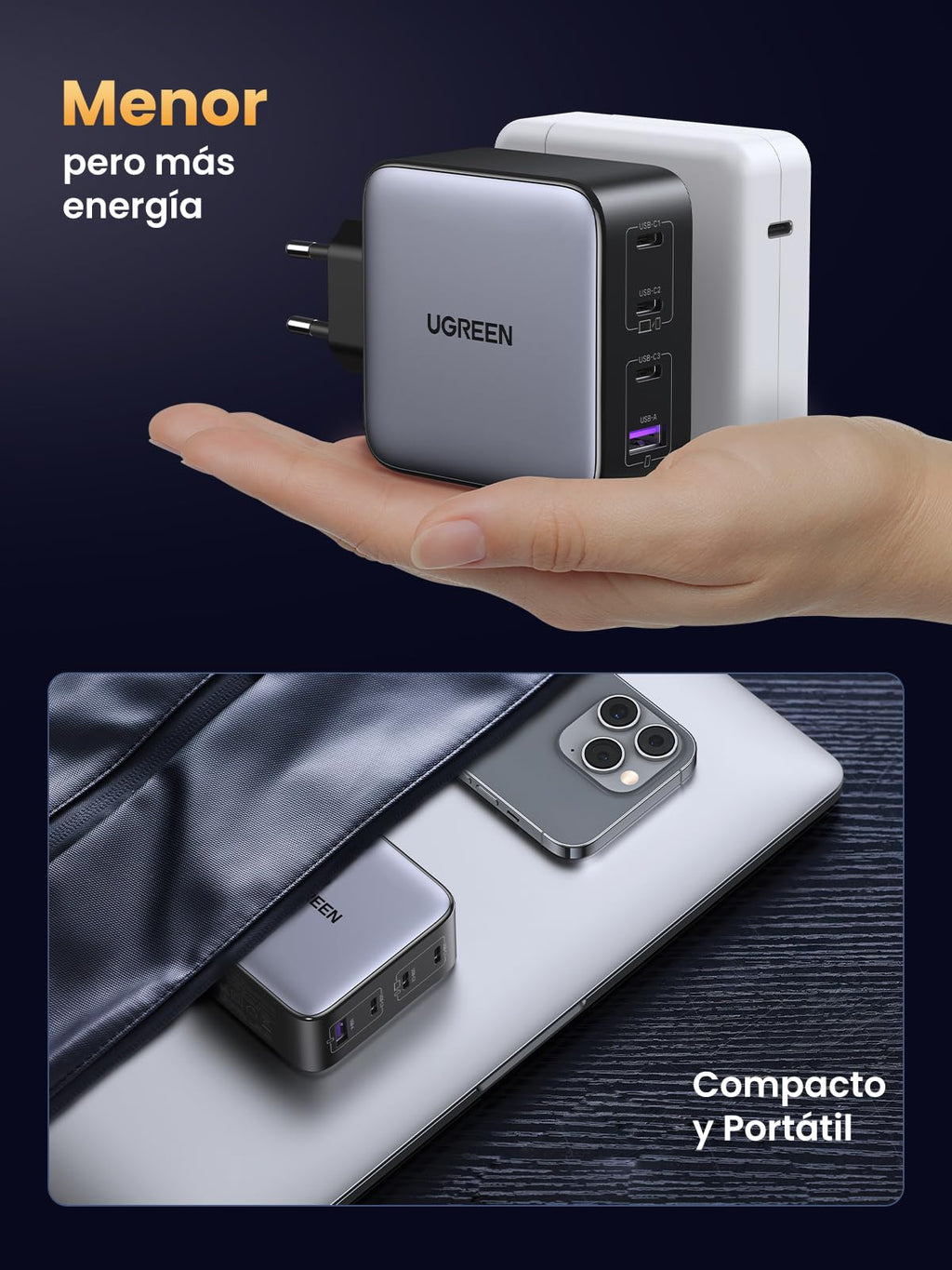 UGREEN Nexode 100W USB C Charger Fast Charging with 4 Ports | PD 3.0 PPS 45W Compatible with iPhone 17 Pro Max Air 16 15 14 13 Galaxy S26 25 24 Pixel 10 Pro iPad MacBook M5 M4 Steam Deck