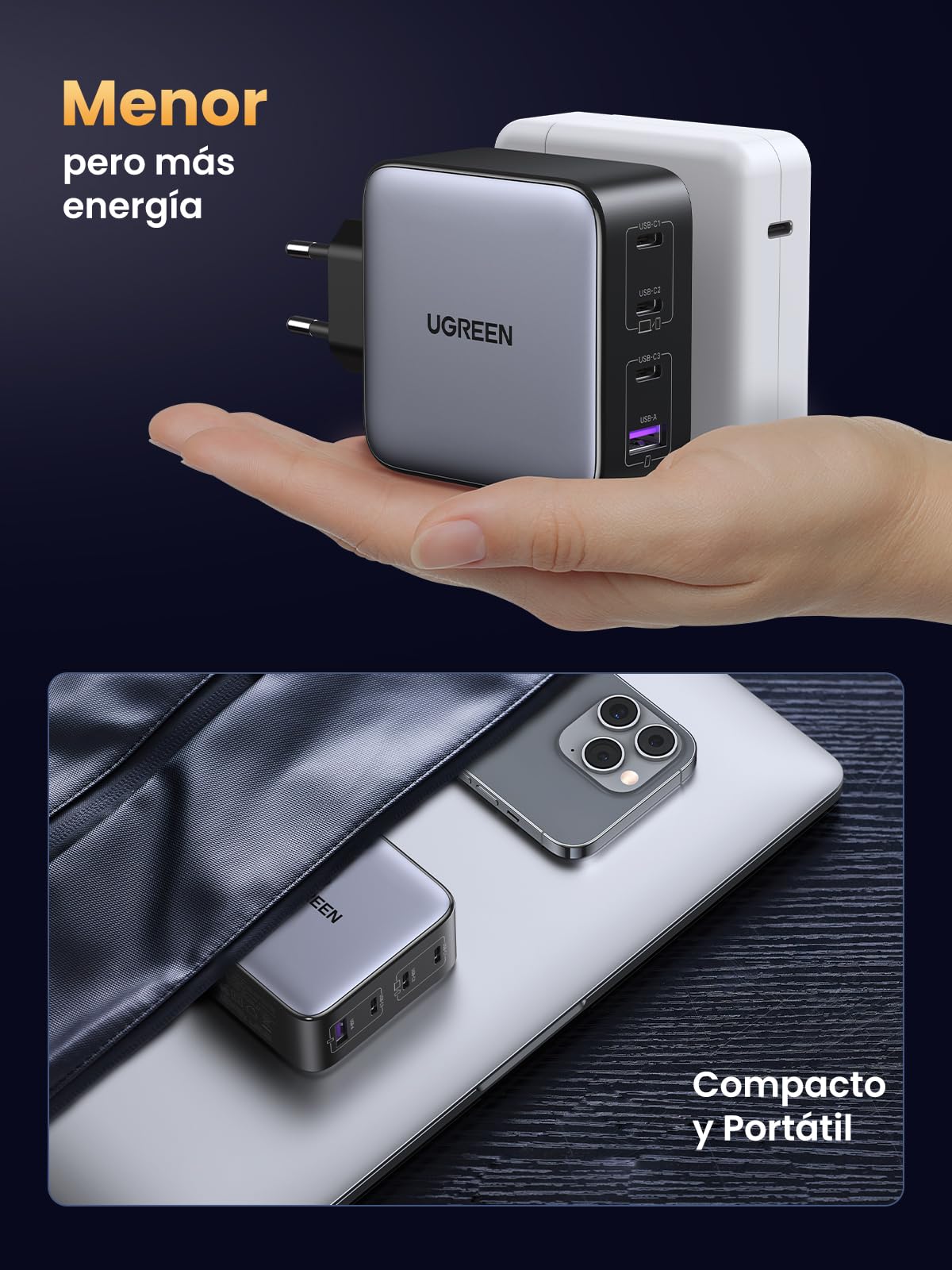 UGREEN Nexode 100W USB C Charger Fast Charging with 4 Ports | PD 3.0 PPS 45W Compatible with iPhone 17 Pro Max Air 16 15 14 13 Galaxy S26 25 24 Pixel 10 Pro iPad MacBook M5 M4 Steam Deck