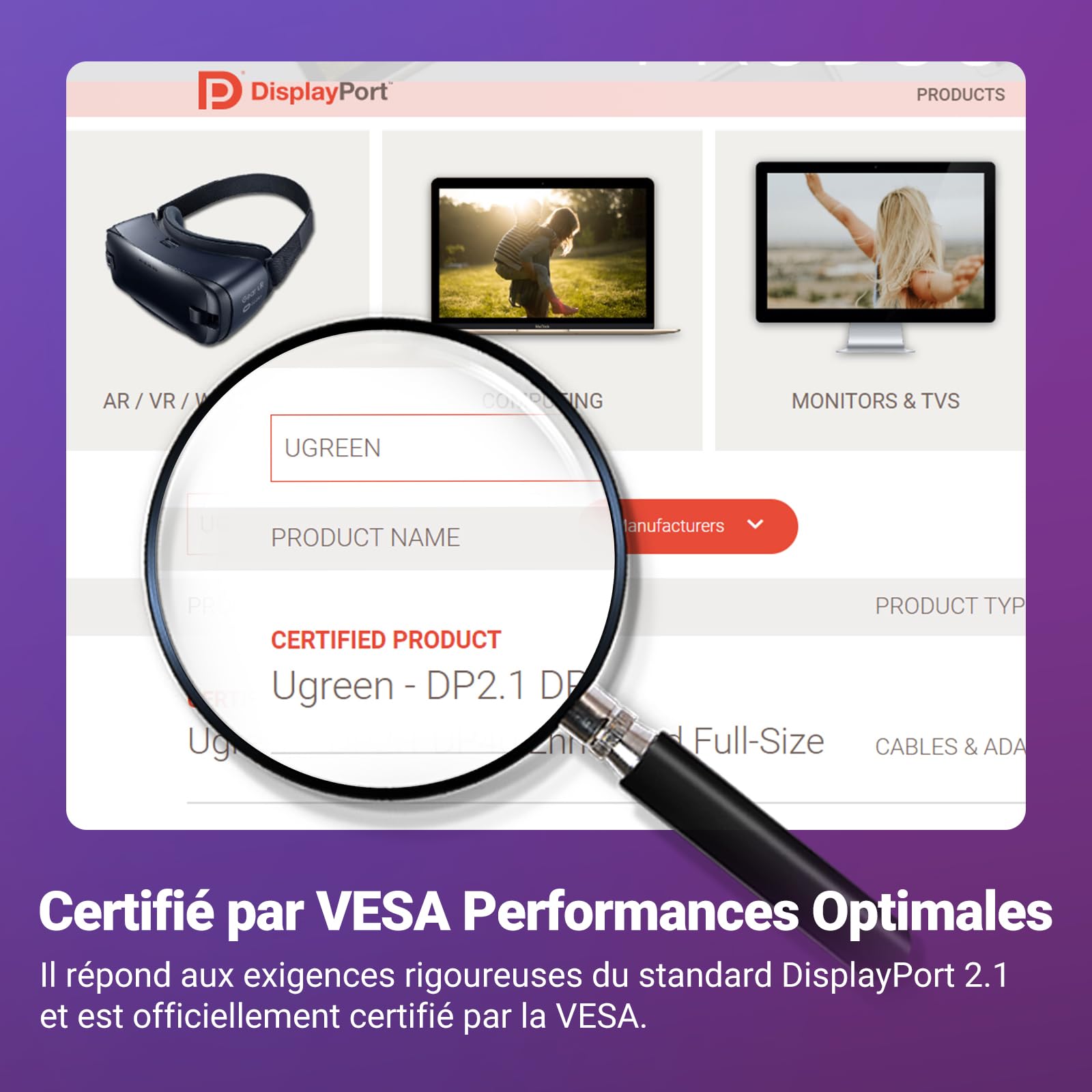 UGREEN DisplayPort 2.1 Cable 16K 30Hz VESA Certified DP to DP 2.1 Cable 2M