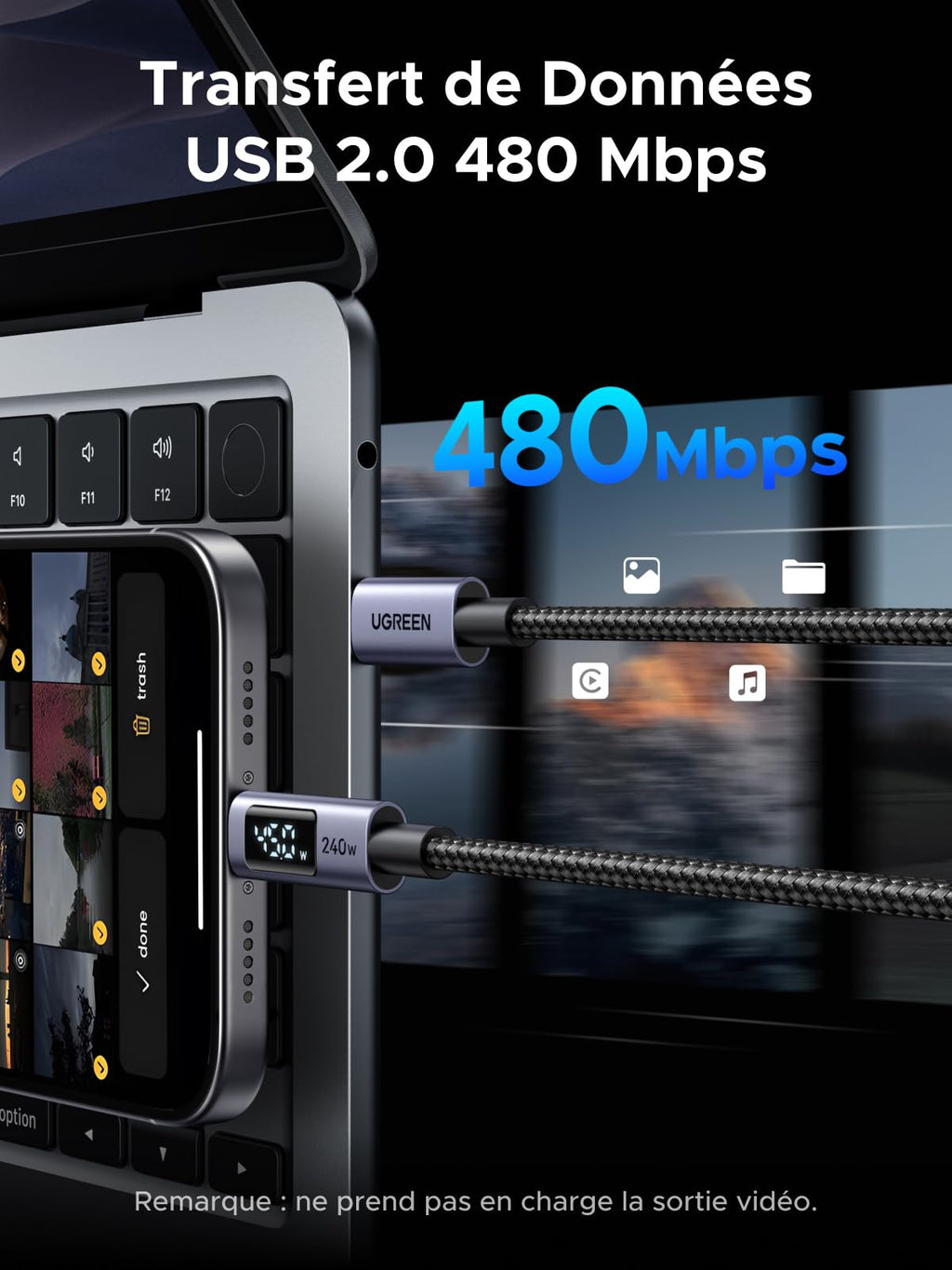 UGREEN Nexode USB C Cable 240W PD 3.1 with LCD Display 48V 5A (1M)
