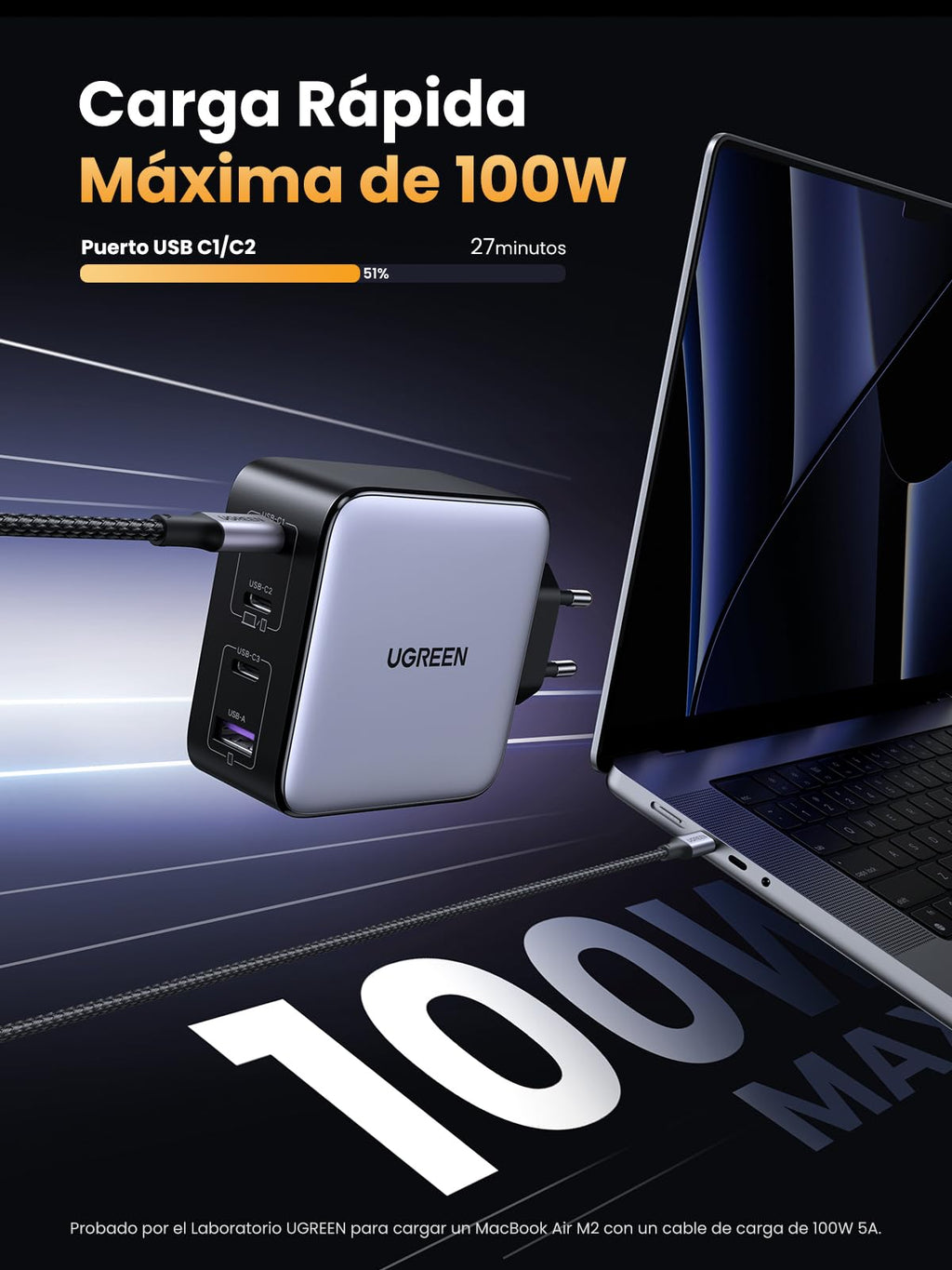 UGREEN Nexode 100W USB C Charger Fast Charging with 4 Ports | PD 3.0 PPS 45W Compatible with iPhone 17 Pro Max Air 16 15 14 13 Galaxy S26 25 24 Pixel 10 Pro iPad MacBook M5 M4 Steam Deck